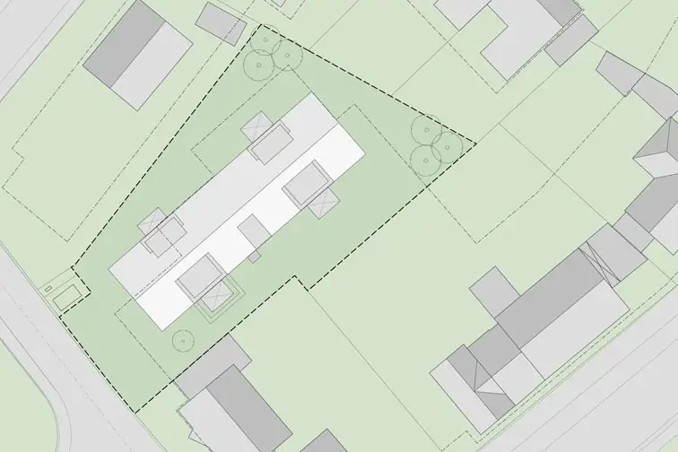 Der Entwurf nutzt das in der Tiefe breiter werdende Grunst&uuml;ck optimal aus