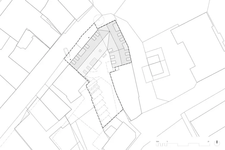 Lageplan: die Stellpl&auml;tze befinden sich im Hof. So ist eine teure Tiefgarage entbehrlich